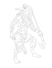 The crocodile warrior with a black skin