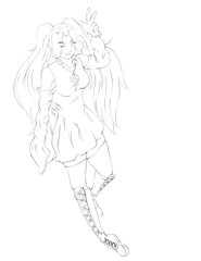 Anime girl in a red dress