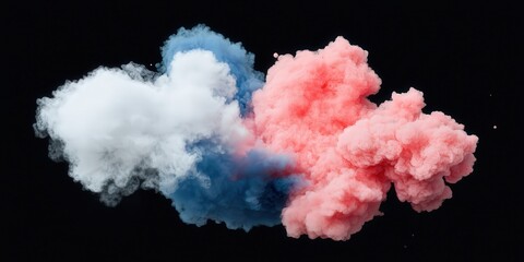 Fototapeta premium Abstract Colorful Smoke Clouds Explosion Isolated on Black Background