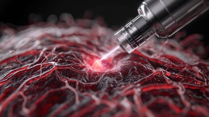 Laser Ablation of Tumor in Soft Tissue  Medical Illustration