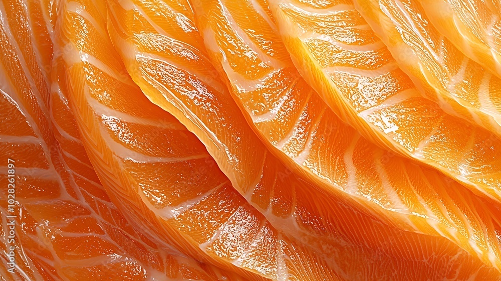 Poster Salmon background trout fish fillet texture Copy space Top view : Generative AI