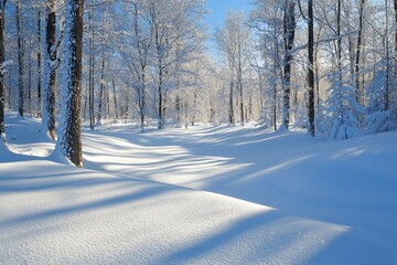 Fototapeta premium Winter season background with white snow and pine tree