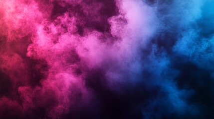 Abstract Pink and Blue Smoke Clouds on Black Background