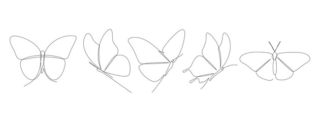 butterfly continuous line vector pack design. poem element continuous line illustration. vector lineart. monoline asset.
