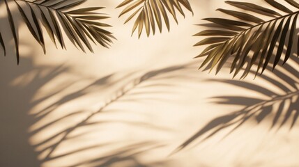 Obraz premium Palm Leaf Shadows on a Beige Wall