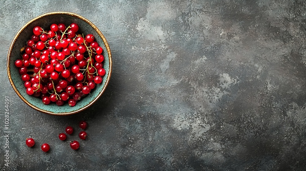 Poster belgian waffles with fresh red currant berries dark slate background copy space : generative ai