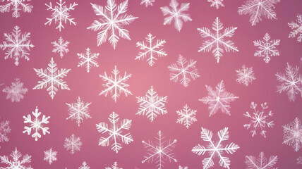 seamless pattern with snowflakes, snow crystal pattern with pink background