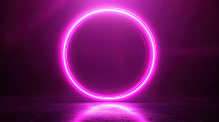 Obraz premium Abstract glowing neon purple light ring on a black background