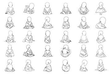 Bundle Line Art Tiny Cute Baby Use Blanket lovely baby in a cozy blanket Illustration Hand Drawn Clipart