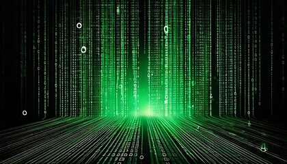 Flowing Binary Code on a Futuristic Digital Background