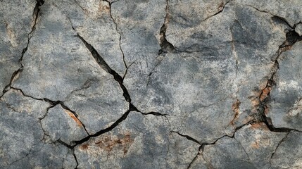 Close-up of Cracked Gray Stone Surface