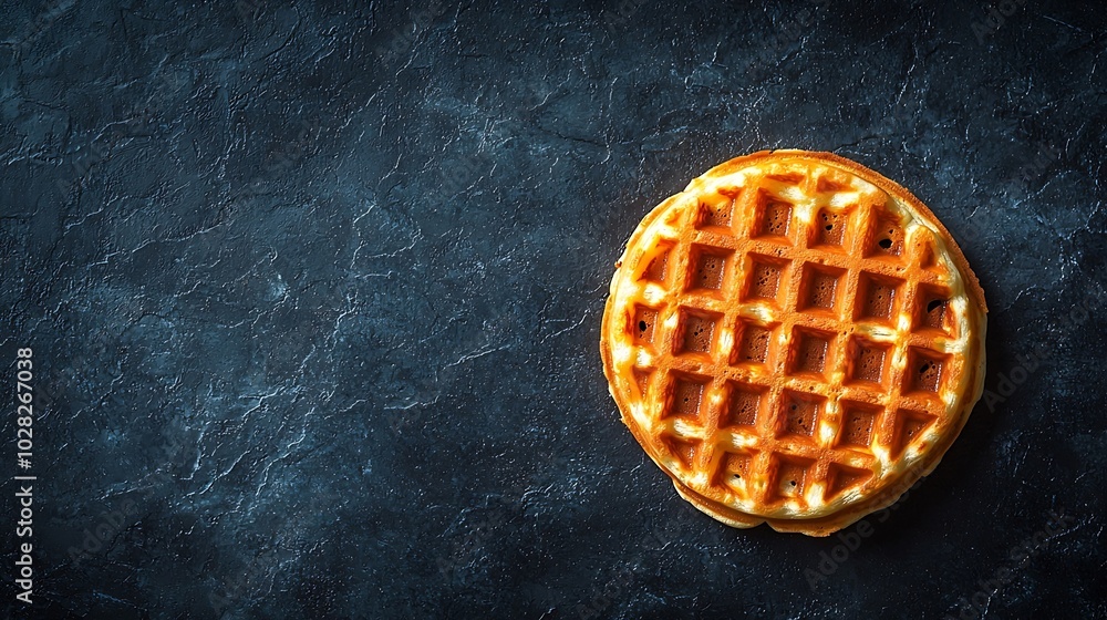 Poster belgian waffle black slate background top view copy space : generative ai