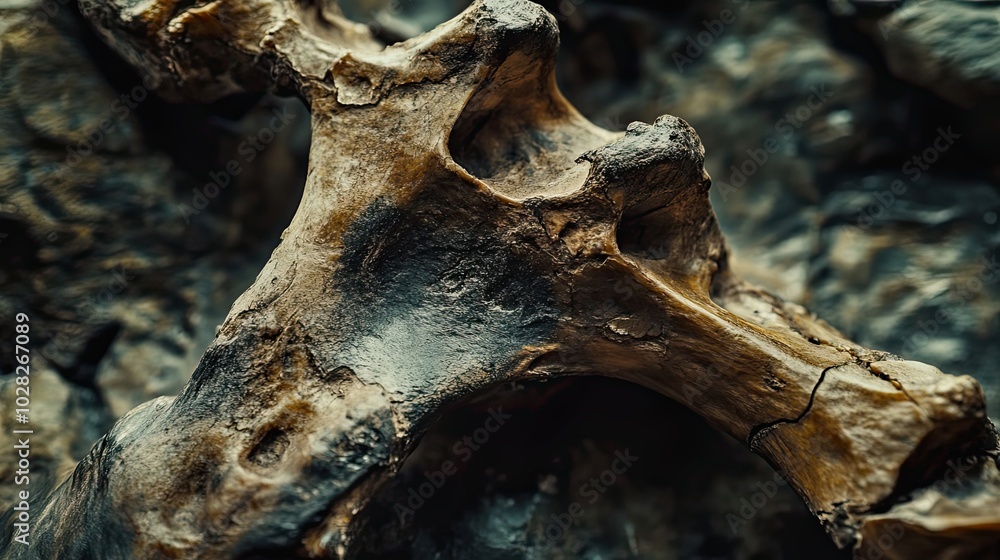 Poster close-up of an ancient fossilized bone