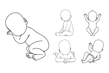 Artistic representation of a newborn baby in line drawing