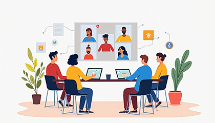 Office meeting with diverse team