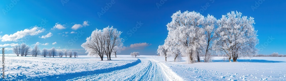 Wall mural Frosty Winter Landscape with Ice-Covered Trees