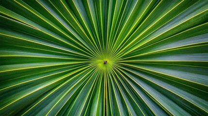 Obraz premium Close-up of a Palm Leaf with a Radial Pattern