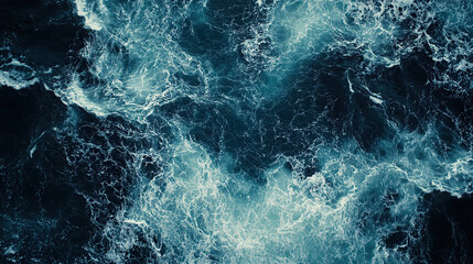 Fototapeta premium Aerial view of dark ocean waves