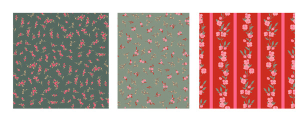 Seamless spring vector pattern with floral motif for dress fabric