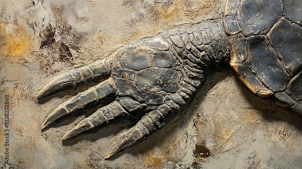 Poster fossilized turtle shell and limb detail