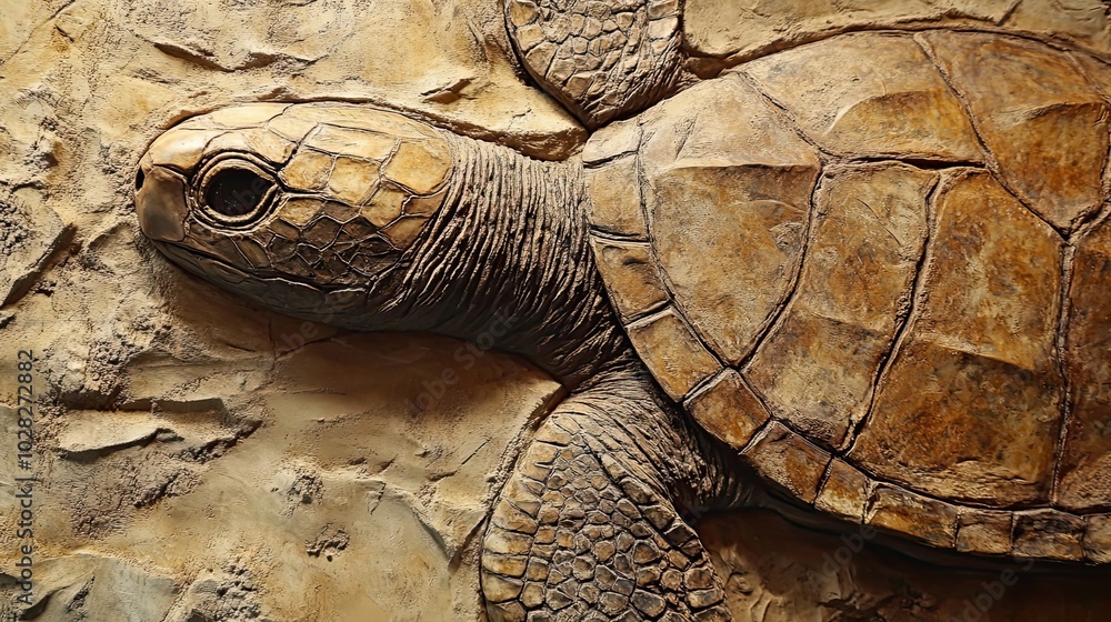 Poster close-up of a fossilized sea turtle shell