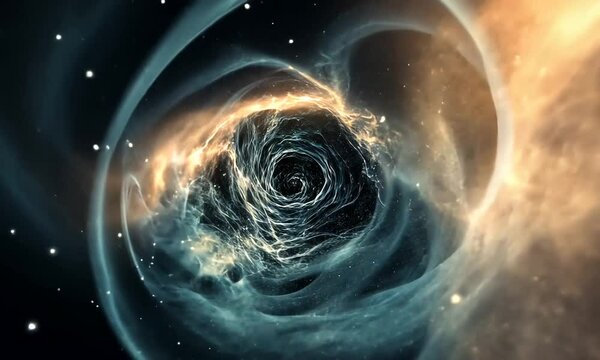 A swirling cosmic vortex representing a black hole in space.