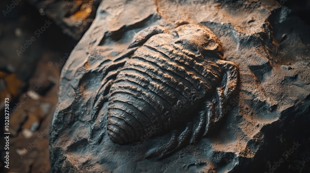 Poster fossilized trilobite embedded in ancient rock