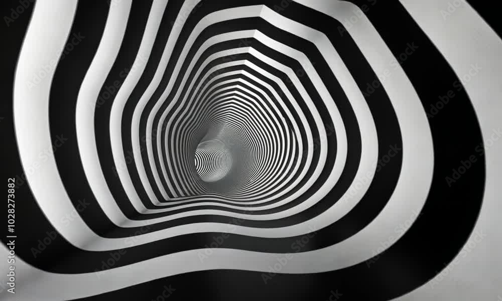Poster a swirling, monochromatic tunnel with concentric lines creating a sense of depth and movement.