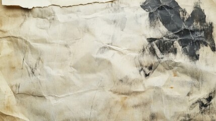 Crumpled Paper with Black Ink Splatter