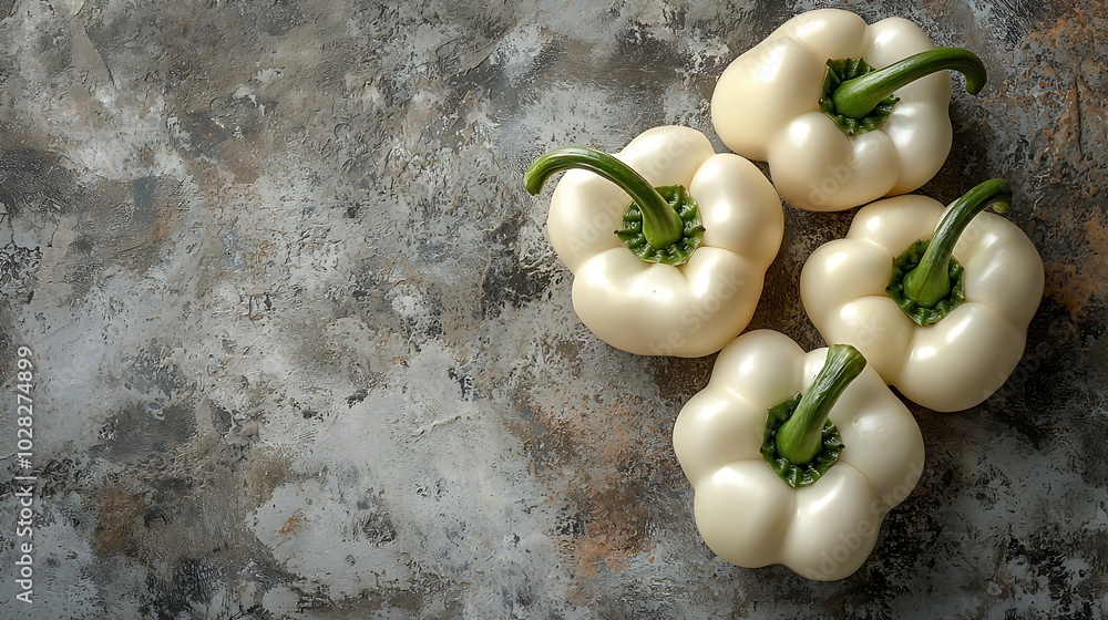 Poster white peppers on grey stone background copy space top view : generative ai