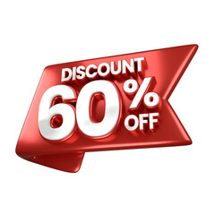 3d sales red and white discount price tag for composition 60 percent, amazing for product promotion