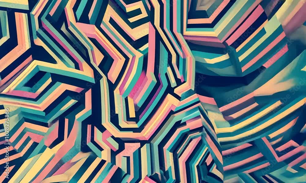 Aufkleber a vibrant abstract pattern featuring interconnected lines in various colors and thicknesses.