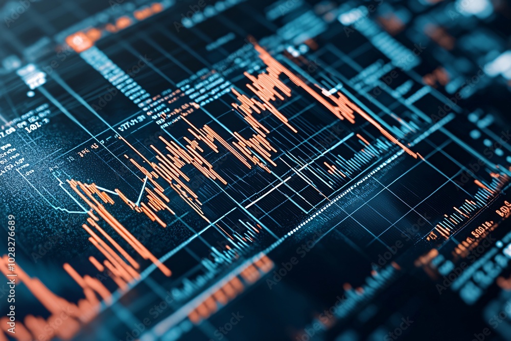 Poster digital graph showing sharp declines in interest rates, global financial crisis concept