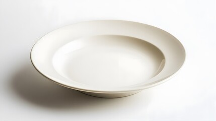 Empty ceramic round plate isolated on white background. 