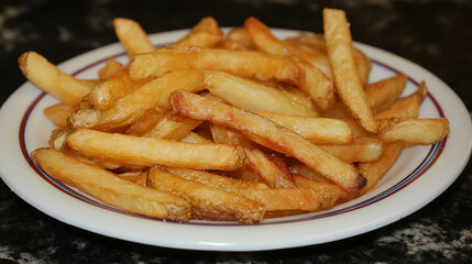 Crispy hot fries straight from the fryer, glistening