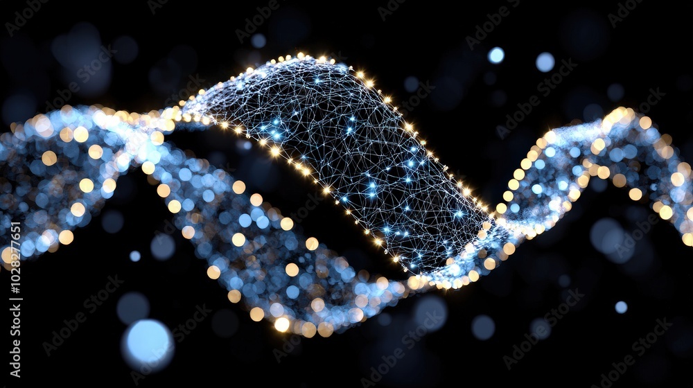 Poster abstract digital network with glowing lights and bokeh effects