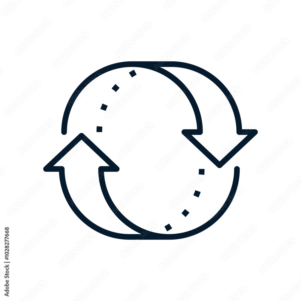 Poster arrow in a circle. exchange concept. vector linear icon isolated on white background.