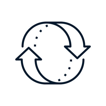 Arrow in a circle. Exchange concept. Vector linear icon isolated on white background.