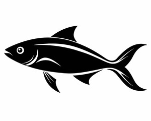 Fototapeta premium Black Silhouette of a Fish Swimming, fish silhouette, swimming fish, black fish vector.