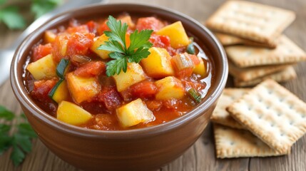 Tomato Stew with Crackers.