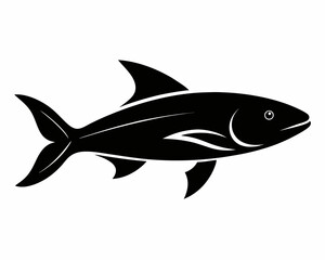 Black Silhouette of a Fish Swimming, fish silhouette, swimming fish, black fish vector.