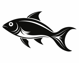 Fototapeta premium Black Silhouette of a Fish Swimming, fish silhouette, swimming fish, black fish vector.