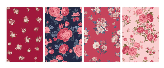 Seamless spring vector pattern with floral motif for dress fabric