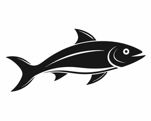 Black Silhouette of a Fish Swimming, fish silhouette, swimming fish, black fish vector.