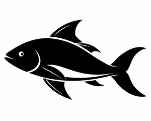 Black Silhouette of a Fish Swimming, fish silhouette, swimming fish, black fish vector.