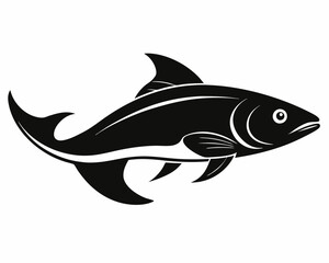 Black Silhouette of a Fish Swimming, fish silhouette, swimming fish, black fish vector.