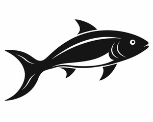Black Silhouette of a Fish Swimming, fish silhouette, swimming fish, black fish vector.