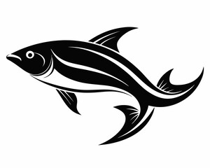 Black Silhouette of a Fish Swimming, fish silhouette, swimming fish, black fish vector.