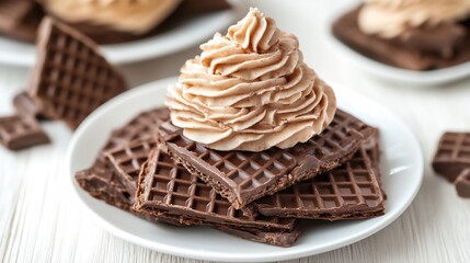 Chocolate Waffles with Whipped Cream