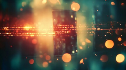 Obraz premium Abstract Orange and Teal Lights with Blurred Background